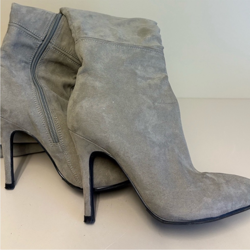 Chinese Laundry Kristin Cavallari Grey Faux Suede Over The Knee Heeled Boots - 6 - Picture 5 of 7